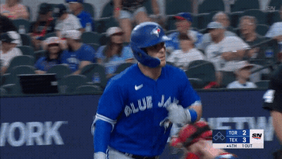 Baseball Player In Blue Jays Uniform Running GIF
