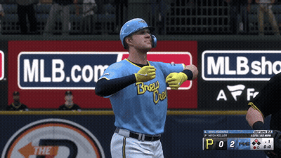 Baseball Player In Blue Jersey Brew Crew GIF