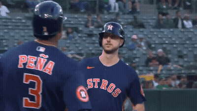 Baseball Player In Blue Jersey Number 3 GIF
