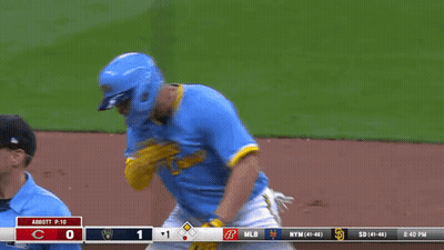 Baseball Player In Blue Jersey Saying Crew GIF