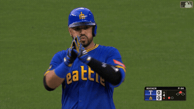 Baseball Player In Blue Jersey Seattle GIF