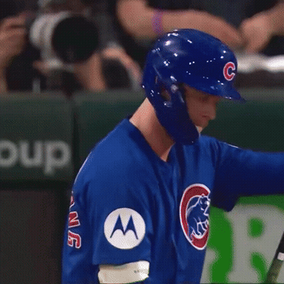 Baseball Player In Blue Jersey With M On Sleeve GIF