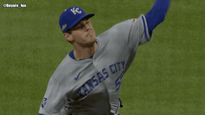 Baseball Player In Blue KC Hat GIF