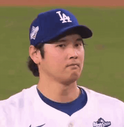 Baseball Player In Blue LA Hat And White Jersey GIF