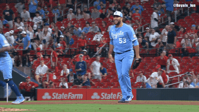 Baseball Player In Blue Royals Jersey GIF
