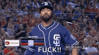 Baseball Player In Blue Uniform Says Fuck GIF