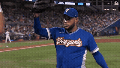 Baseball Player In Blue Venezuela Jersey GIF