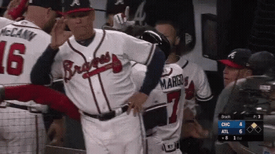 Baseball Player In Braves Jersey Hugged GIF