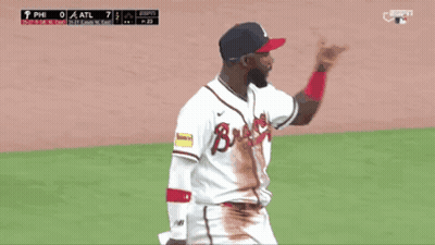 Baseball Player In Braves Jersey With Blood GIF