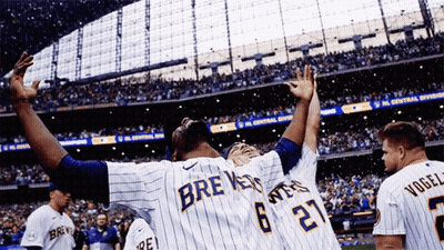 Baseball Player In Brewers Jersey GIF