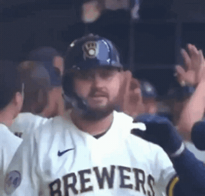 Baseball Player In Brewers Jersey And Helmet GIF