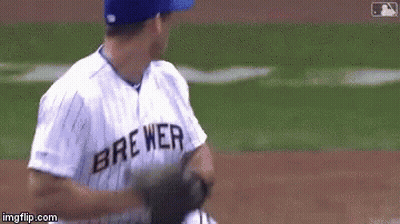 Baseball Player In Brewers Jersey Ready To Throw GIF