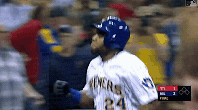 Baseball Player In Brewers Jersey Running To Base GIF