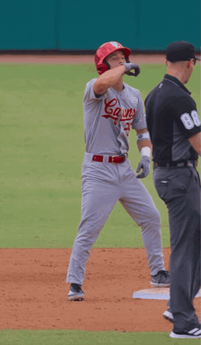 Baseball Player In Cajuns Jersey GIF