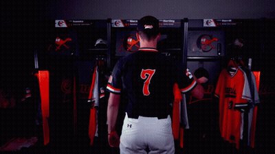 Baseball Player In Campbell Jersey Points At Camera GIF