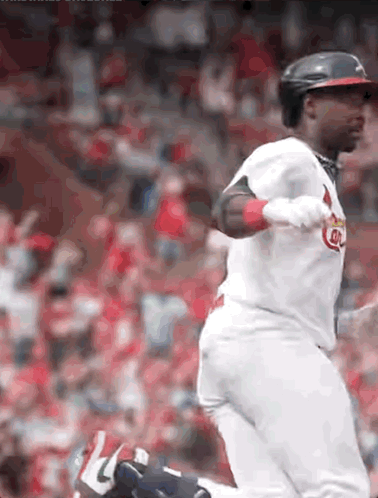 Baseball Player In Cardinals Uniform Running GIF