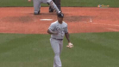 Baseball Player In Chicago Uniform Holding Glove GIF