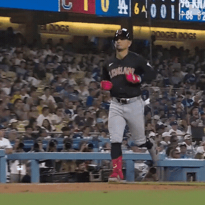 Baseball Player In Cleveland Jersey Running GIF