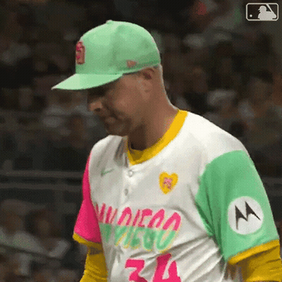 Baseball Player In Colorful Jersey Number 34 GIF