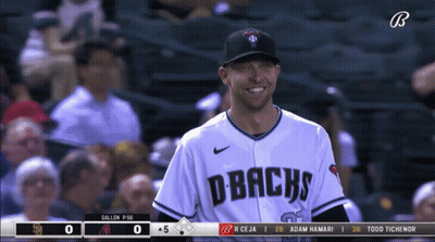 Baseball Player In Dbacks Jersey Smiling In Dugout GIF