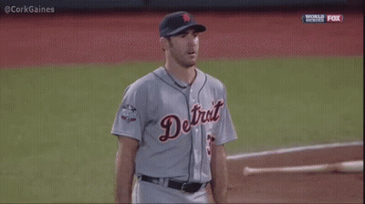 Baseball Player In Detroit Jersey Standing On Field GIF