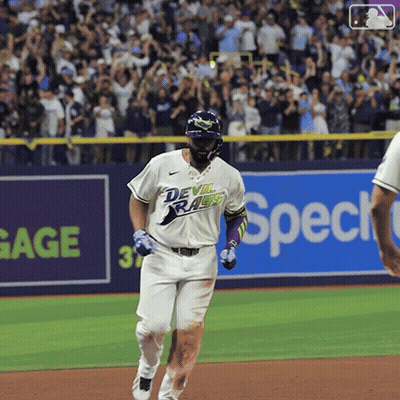Baseball Player In Devil Rays Jersey Running GIF