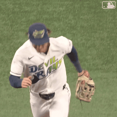 Baseball Player In Devil Rays Uniform Running GIF