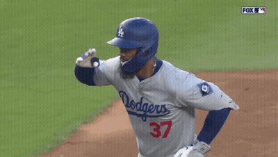 Baseball Player In Dodgers Jersey And Helmet GIF