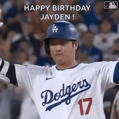 Baseball Player in Dodgers Jersey Celebrating Birthday