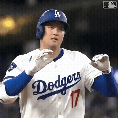 Baseball Player In Dodgers Jersey Number 17 GIF