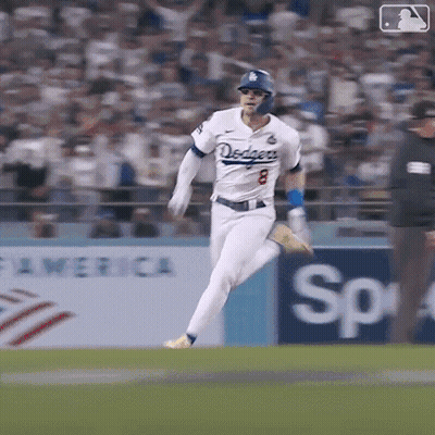 Baseball Player In Dodgers Uniform Running GIF