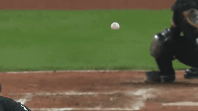 Baseball Player In Green Shirt With M GIF
