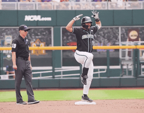 Baseball Player In Guard Jersey Jumping GIF