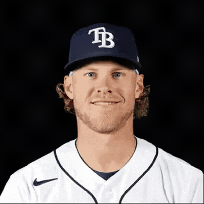 Baseball Player In Hat With TB Logo GIF