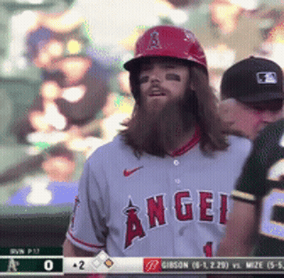 Baseball Player In Helmet And Angel Jersey GIF