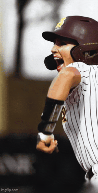 Baseball Player In Helmet And Striped Shirt Number 5 GIF