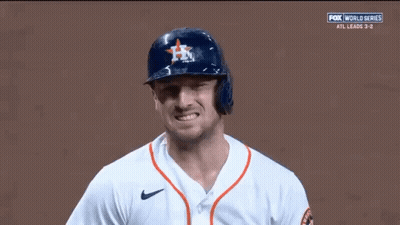 Baseball Player In Helmet And White Shirt Making Face GIF