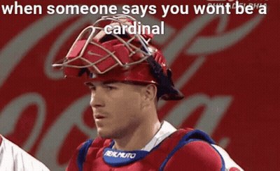Baseball Player In Helmet Saying When Someone Says You Won't Be A Cardinal GIF
