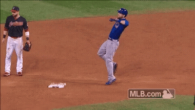 Baseball Player In Indians Jersey On Base GIF