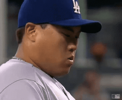 Baseball Player In LA Hat Eyes Closed GIF