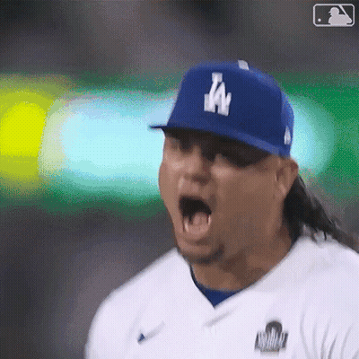 Baseball Player In LA Hat Mouth Open GIF