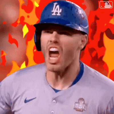 Baseball Player In LA Jersey And Helmet GIF