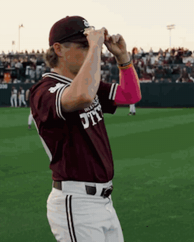 Baseball Player In Maroon Jersey Saying Jits GIF