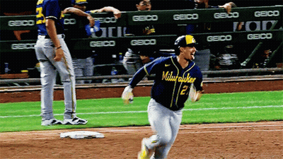 Baseball Player In Milwaukee Jersey Running GIF