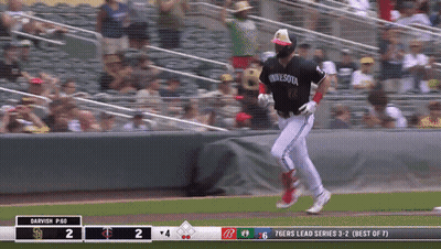 Baseball Player In Minnesota Jersey Running GIF