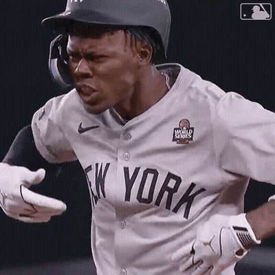 Baseball Player In New York Jersey And Gloves GIF