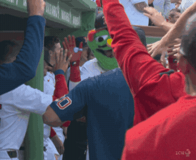 Baseball Player In Number 10 Jersey Surrounded By Fans GIF