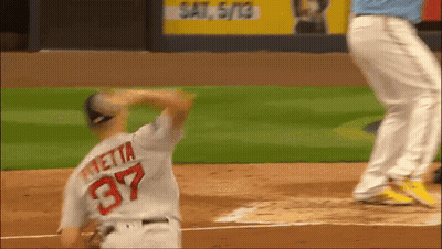 Baseball Player In Number 37 Jersey Throws Ball GIF