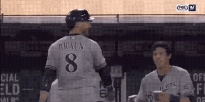 Baseball Player In Number 8 Jersey Talking GIF