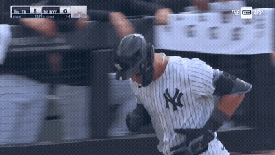 Baseball Player In NY Yankees Uniform Running GIF